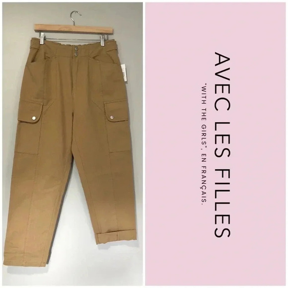 Avec Les Filles Khaki High Waist Cargo Pants - Picture 1 of 15